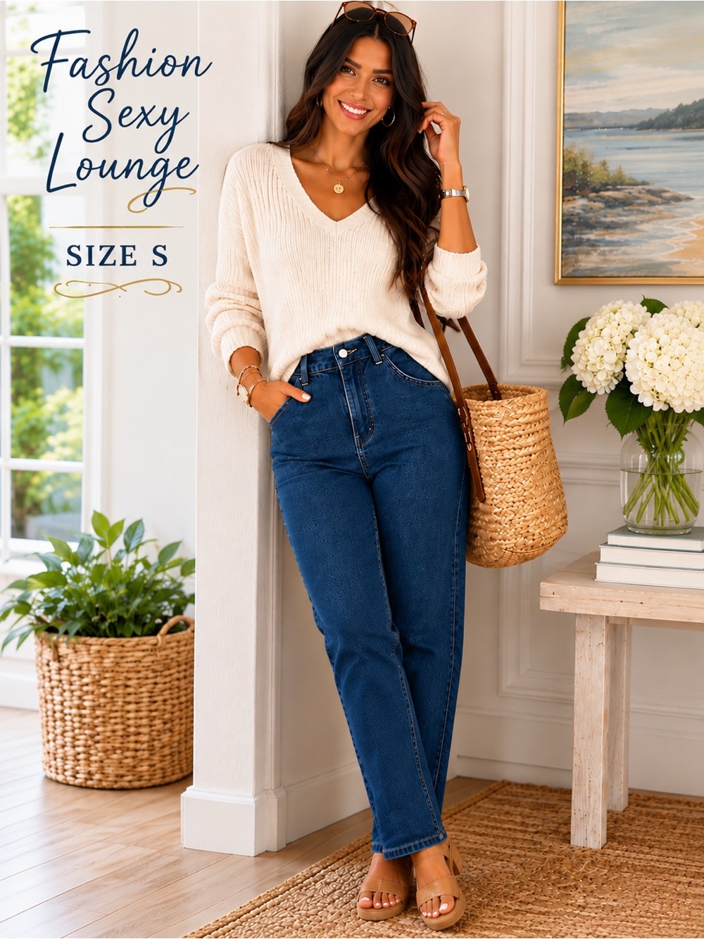 Fashion Sexy Lounge High Rise Utility Straight Leg Jeans Size S NWT